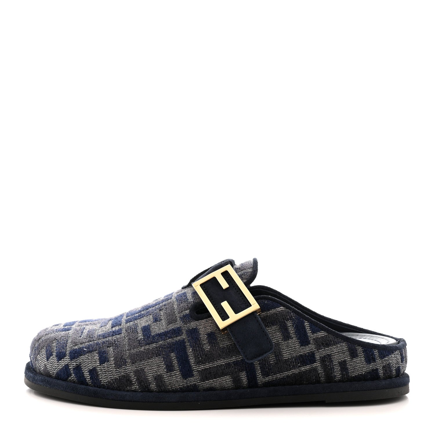 Velvet FF Fendi Feel Mules 38 Grigio Blue Midnight Blue