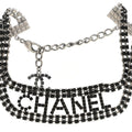 Crystal CC Logo Choker Necklace Silver Black