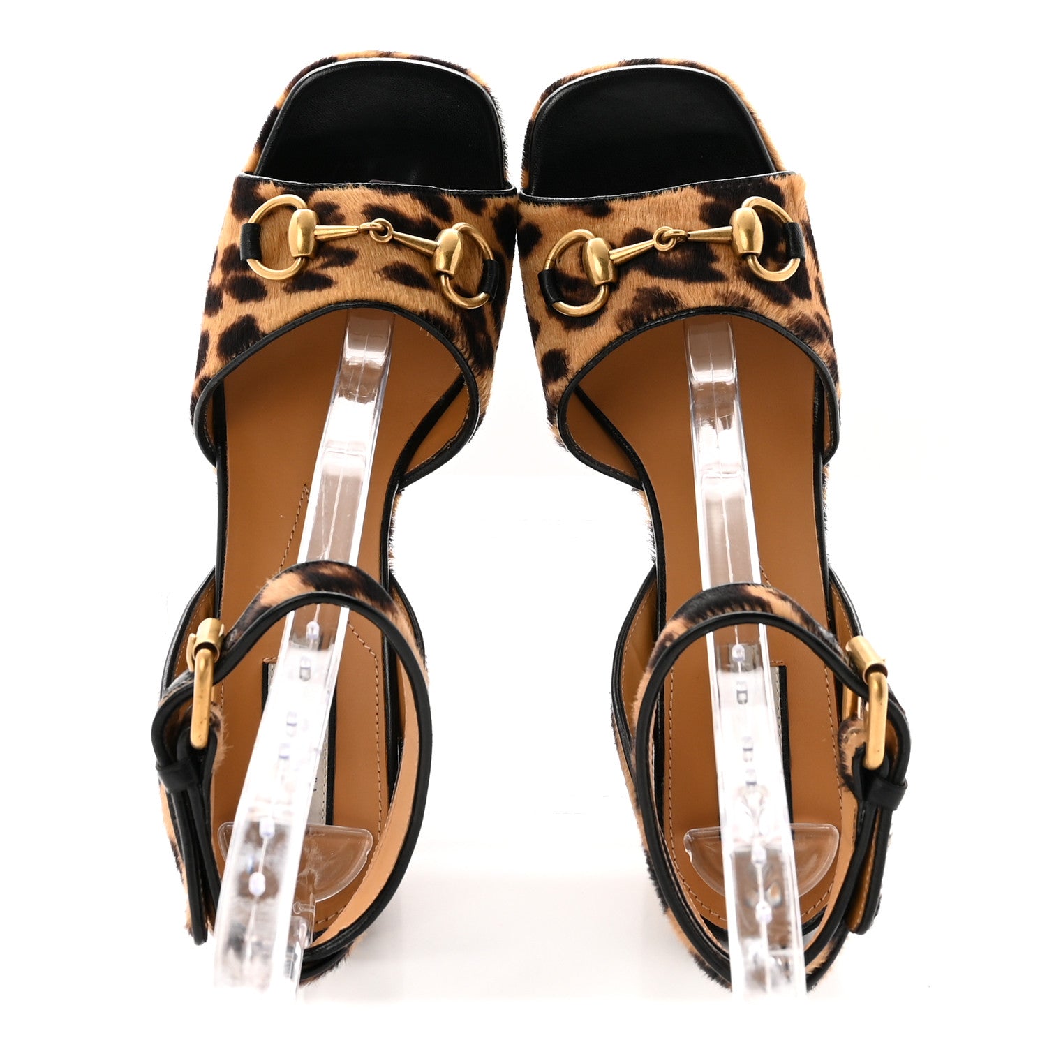 Calf Hair Leopard Print Horsebit 25/60mm Platform Sandals 37.5 Hazelnut Black