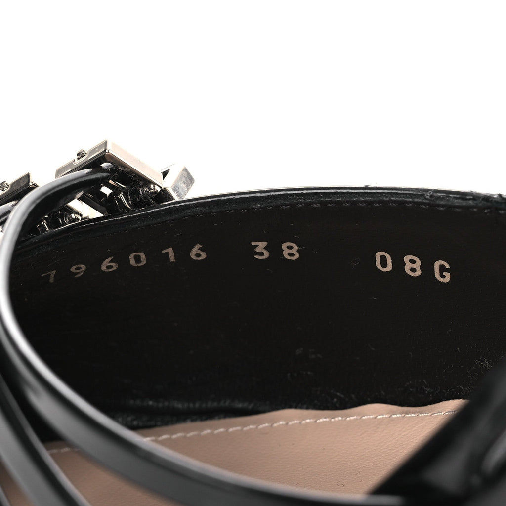 Patent Regent Calfskin Walma 65 Buckle Slingback Pumps 38 Black
