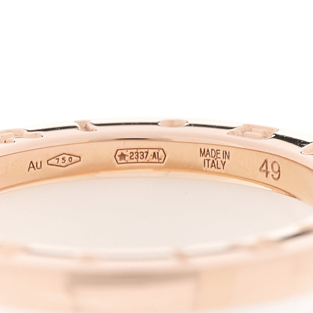 18K Rose Gold White Ceramic B.Zero1 Two-Band Ring  49 4.75