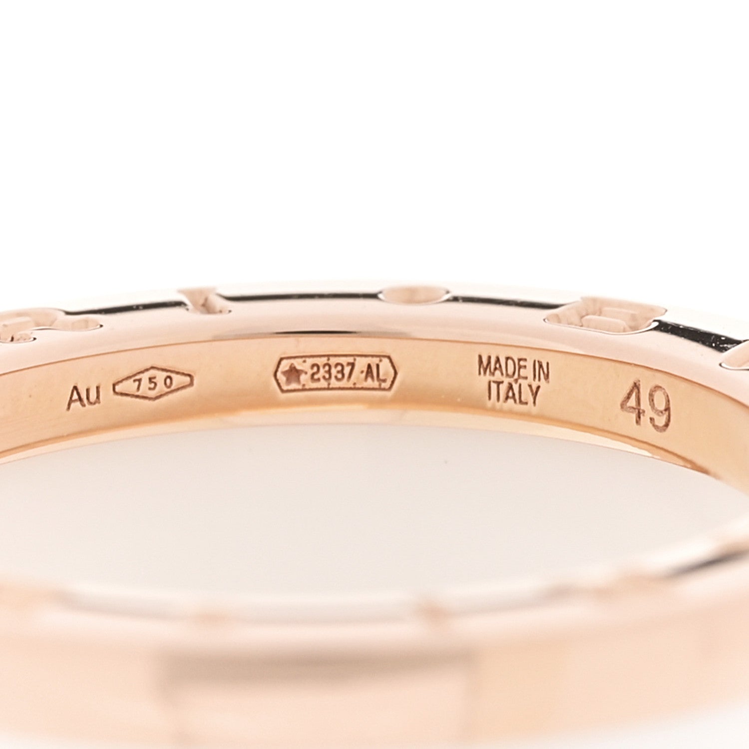 18K Rose Gold White Ceramic B.Zero1 Two-Band Ring  49 4.75