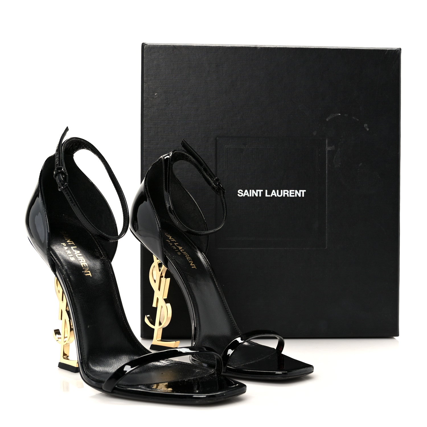 Patent Calfskin Opyum 110 Sandals 40 Black Gold