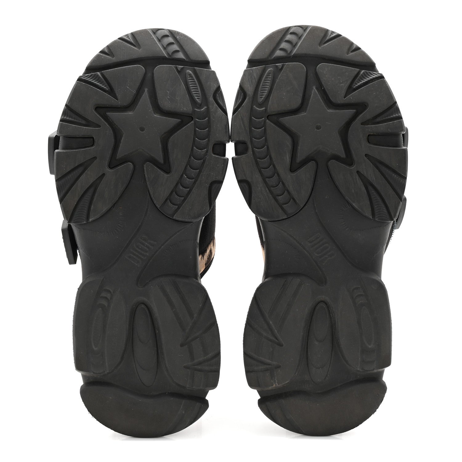 Technical Fabric Nylon Leopard Print D-Wander Slide Sandals 39 Black Brown