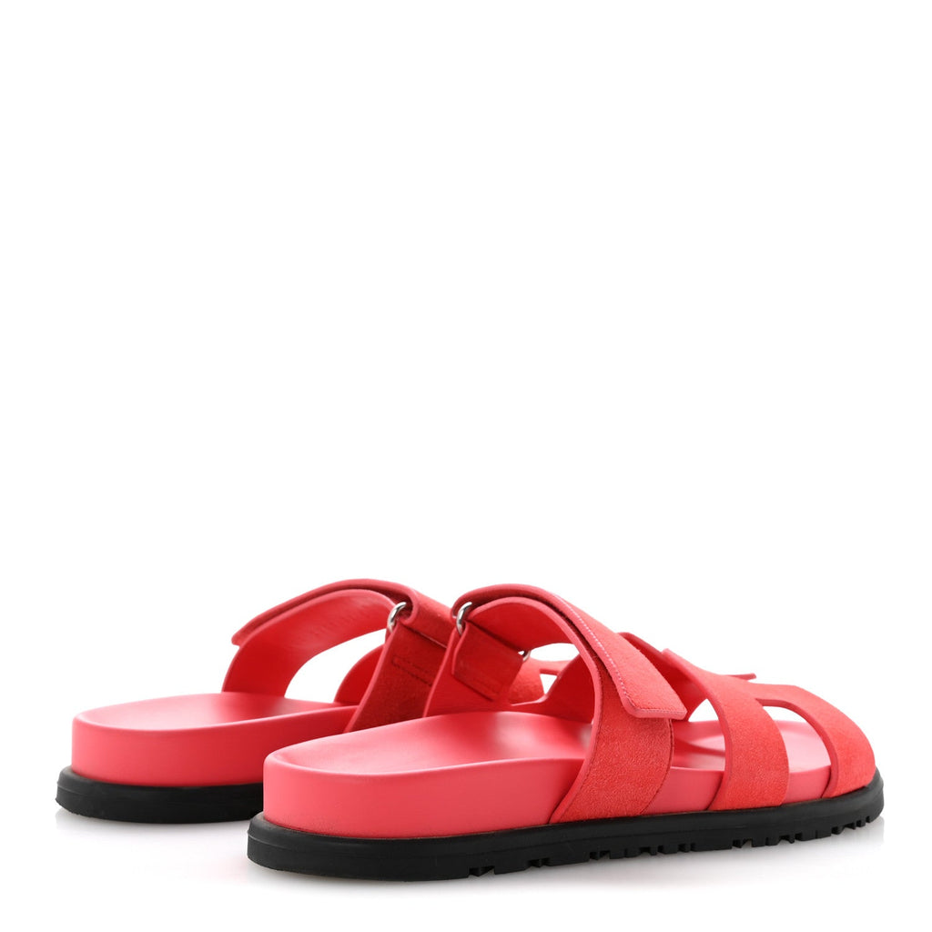 Suede Goatskin Womens Chypre Sandals 37 Rose Vermillon