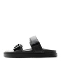 Grained Calfskin Sunset Comfort Flat Sandals 38 Black