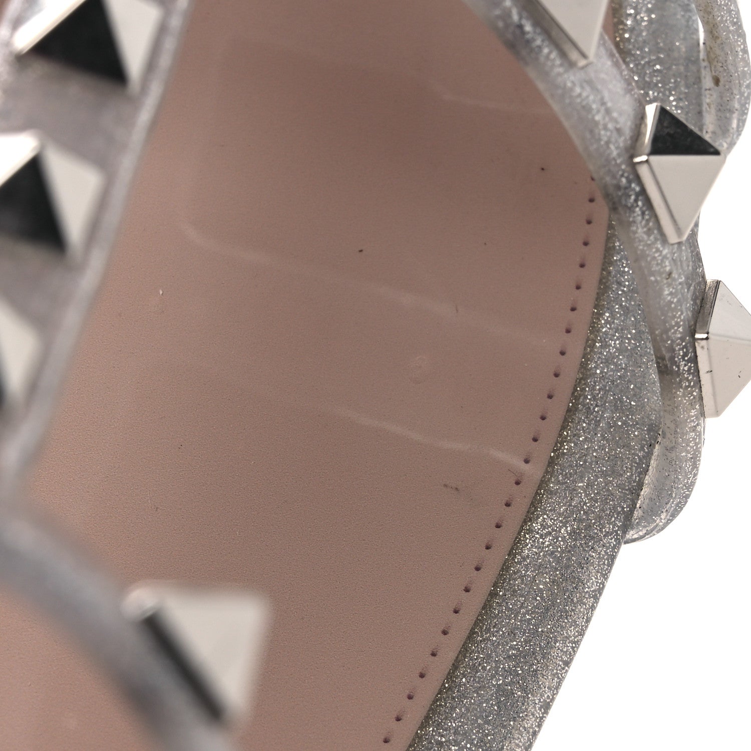PVC Jelly Glitter Rockstud Caged Sandals 38 SIlver