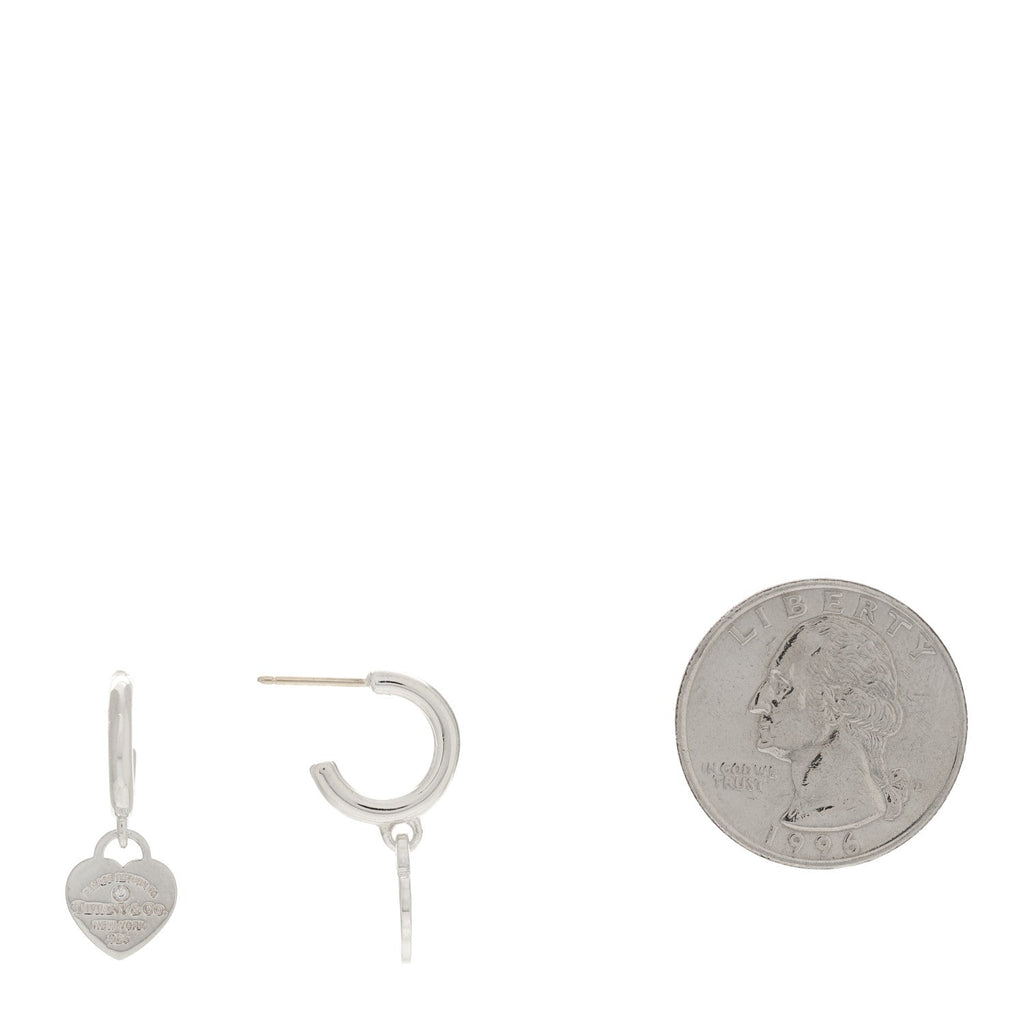 Sterling Silver Diamond Mini Return To Tiffany Heart Hoop Earrings