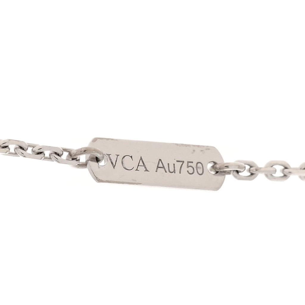 18K White Gold Diamond Vintage Alhambra Pendant Necklace