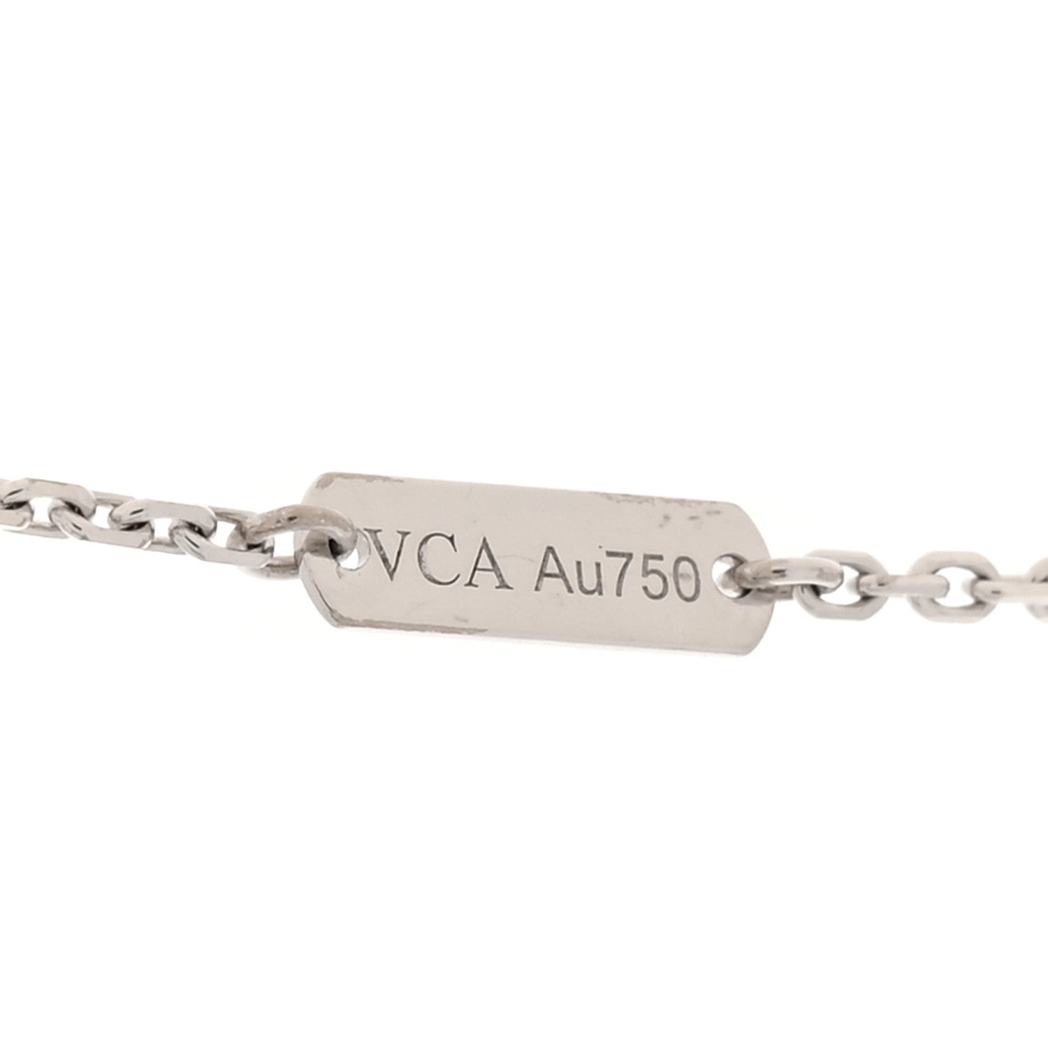 18K White Gold Diamond Vintage Alhambra Pendant Necklace