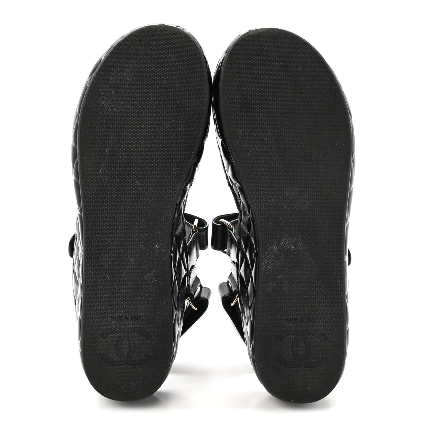 Shiny Calfskin Logo Platform Sandals 38 Black