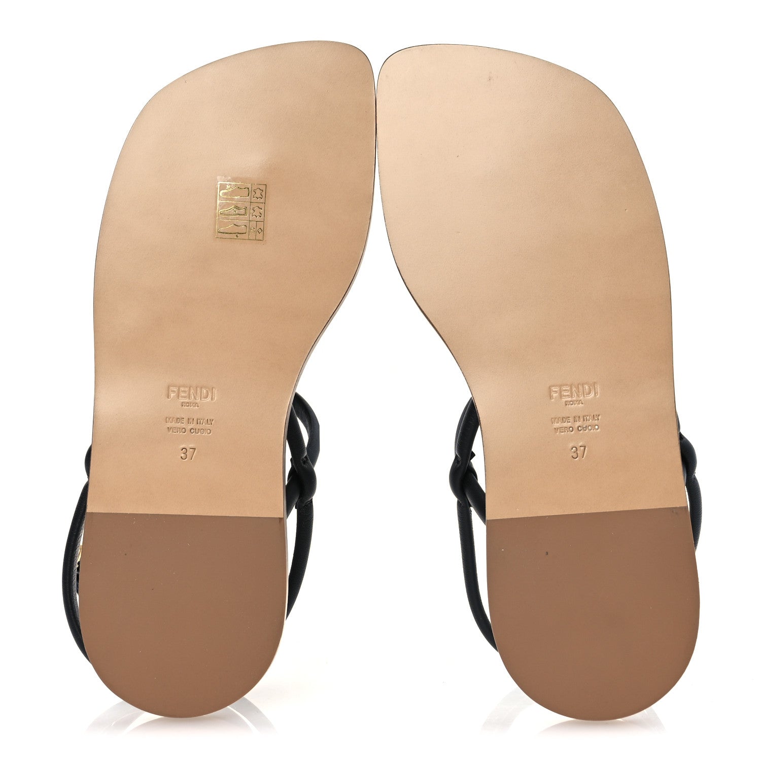 Nappa O’Lock Flat Thong Sandals 37 Black