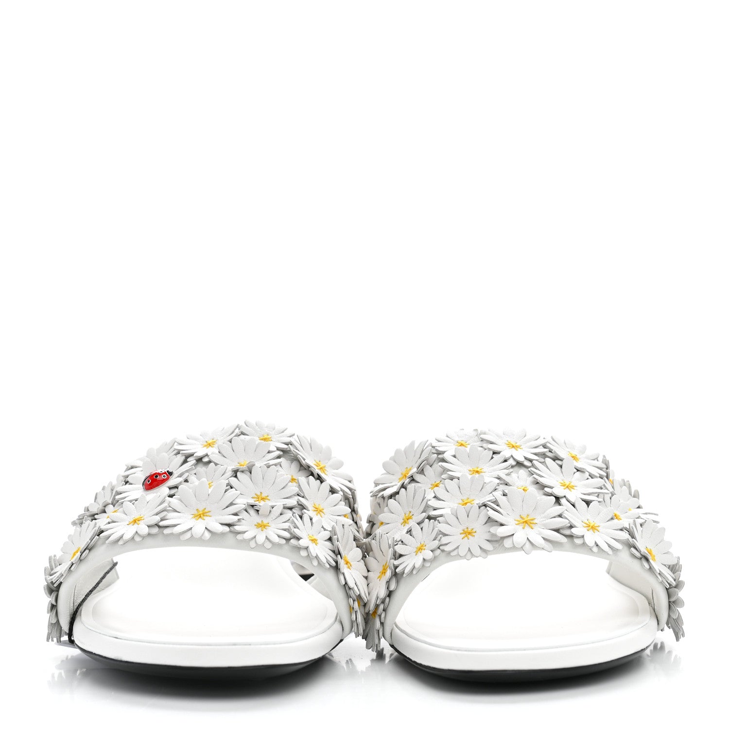 Lambskin Daisy Embroidered Dior Bloom Heeled Slide Sandals 39 White