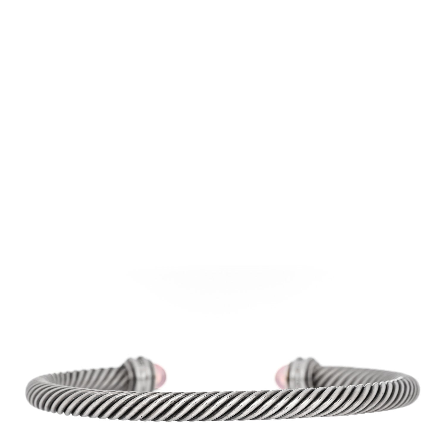Sterling Silver Diamond Rose Quartz 5mm Cable Classics Bracelet