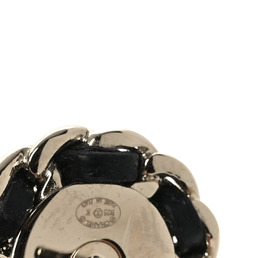 Pearl Crystal Lambskin CC Earrings Gold Black