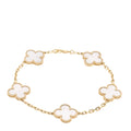 18K Yellow Gold Mother of Pearl 5 Motifs Vintage Alhambra Bracelet