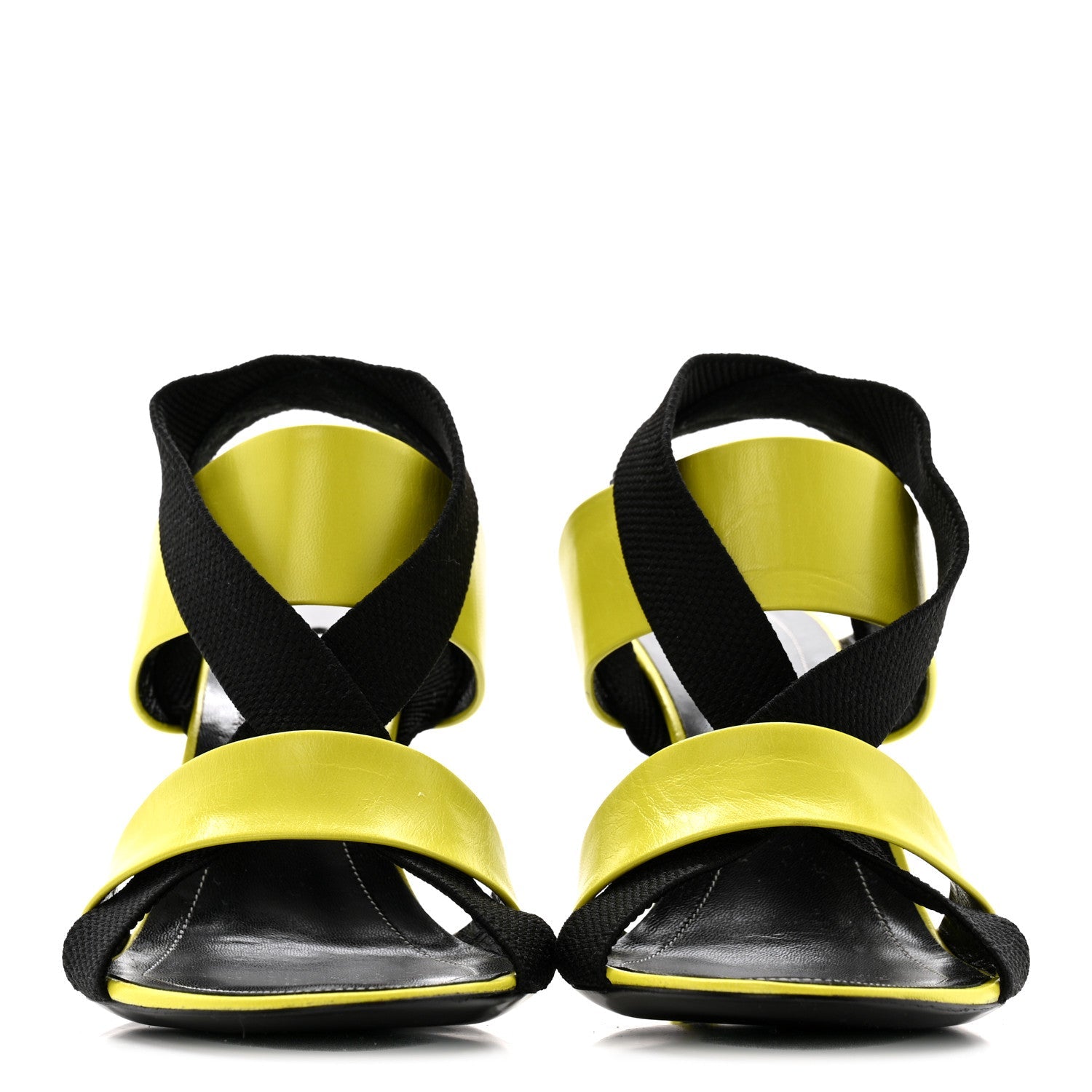 Chevreau Brilliant Elastic Sandals 38 Jaune Acid Black