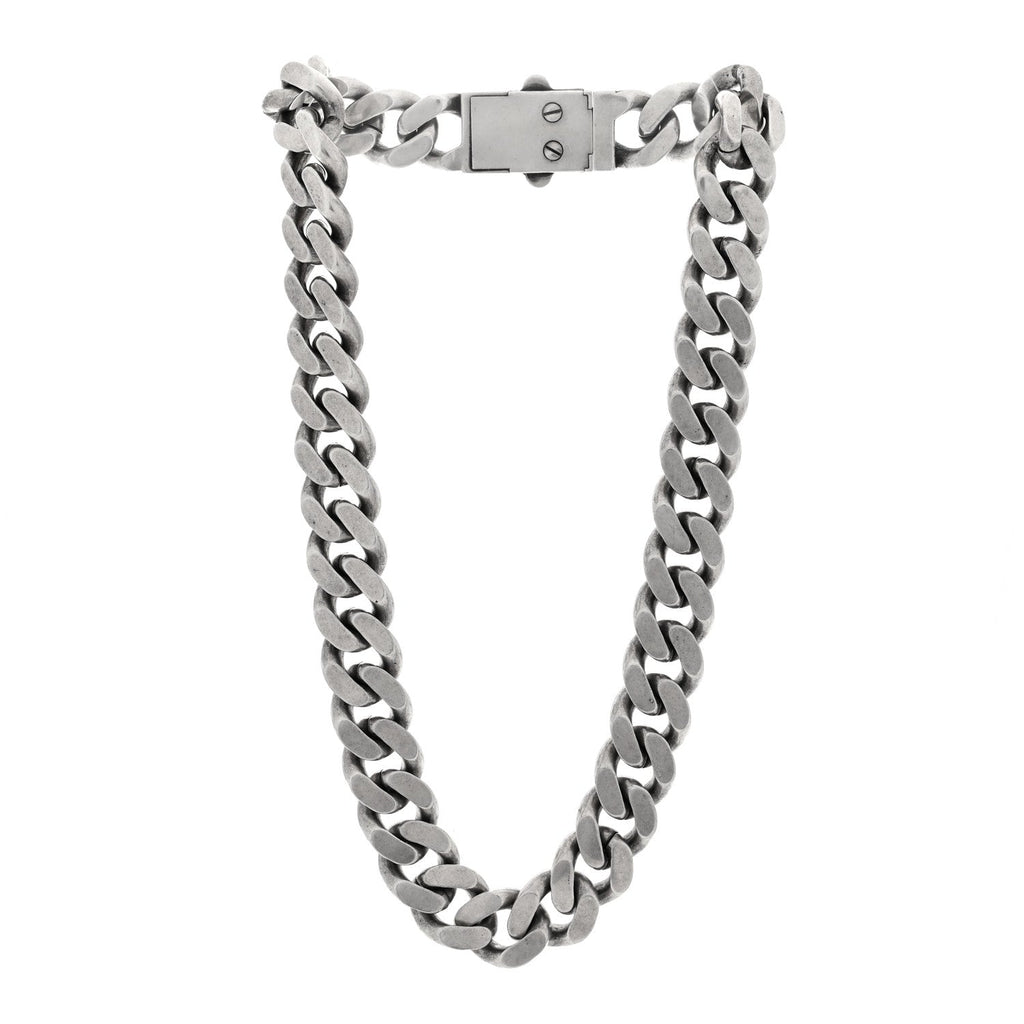 Metal Curb Chain Necklace Oxidized Silver