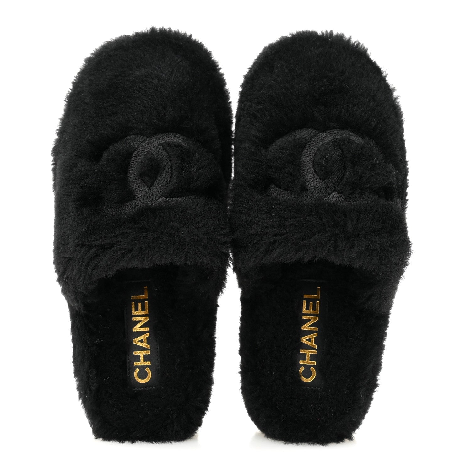 Shearling CC Flat Mules 35 Black