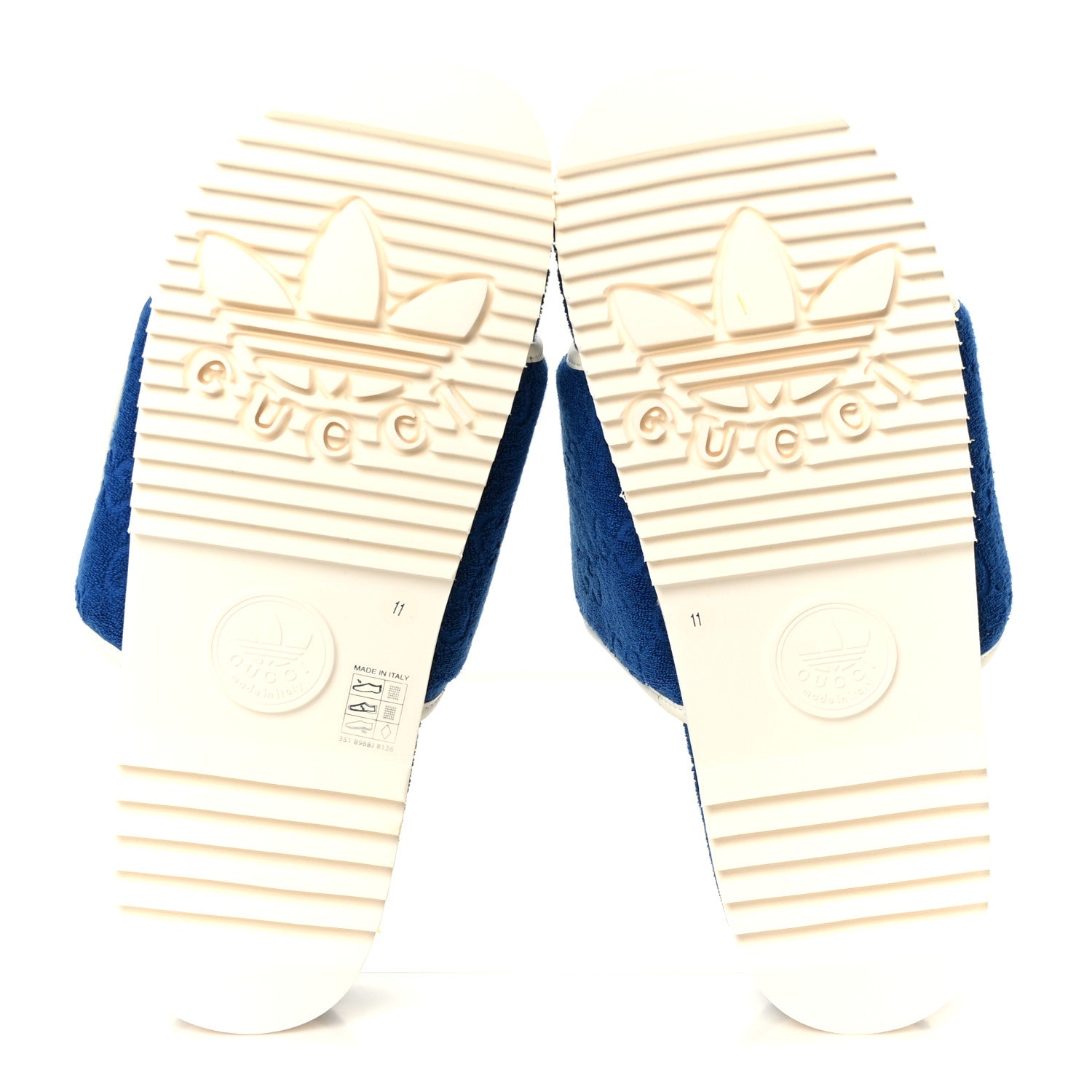 X ADIDAS Terry Cloth GG Monogram Mens Platform Sandals 11 Oriental Blue Mystic White