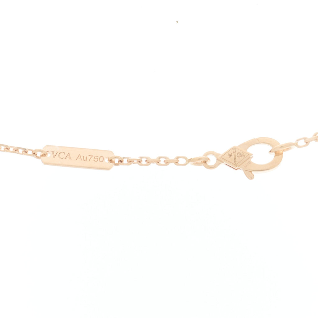 18K Rose Gold Diamond Pink Mother of Pearl Vintage Alhambra Pendant Necklace