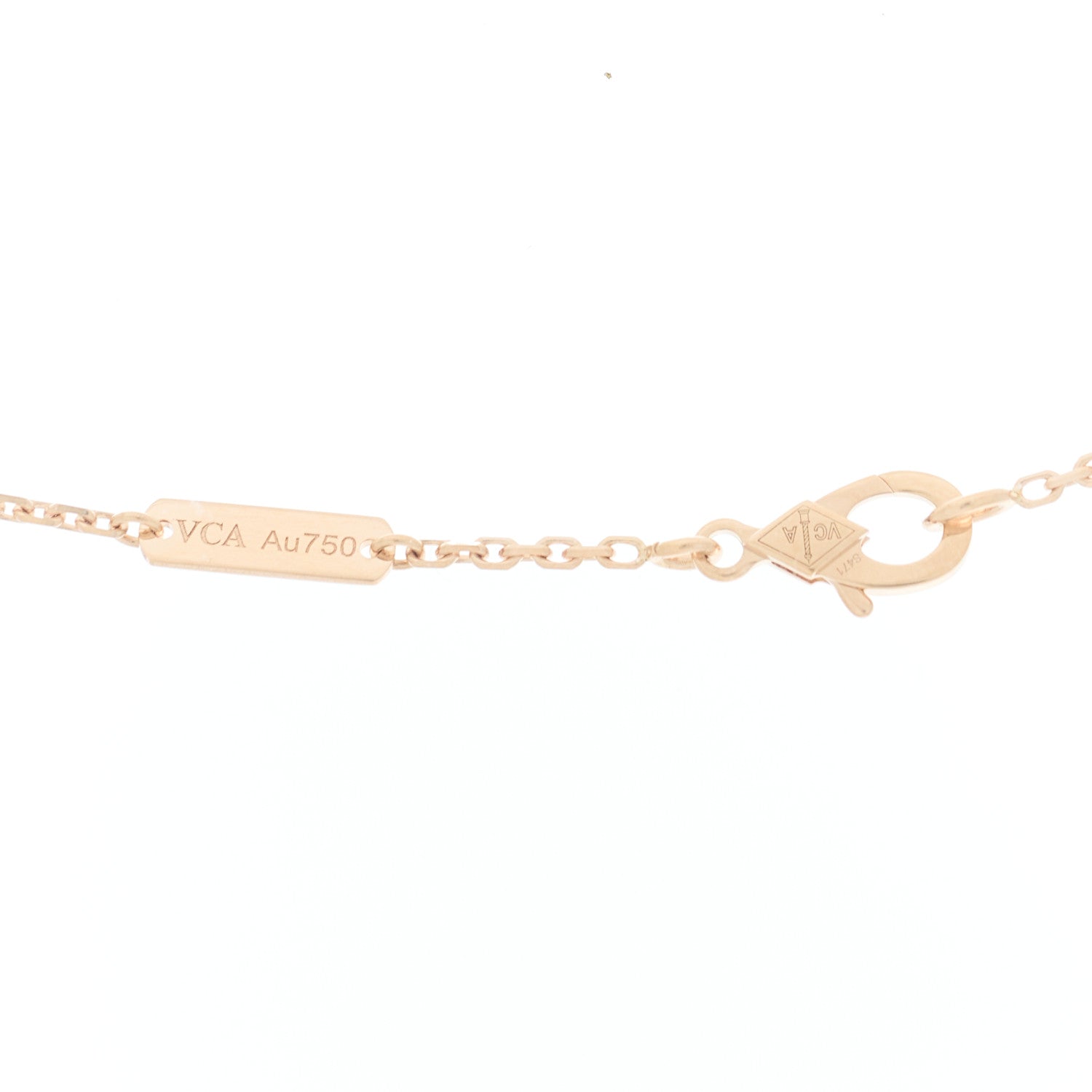 18K Rose Gold Diamond Pink Mother of Pearl Vintage Alhambra Pendant Necklace