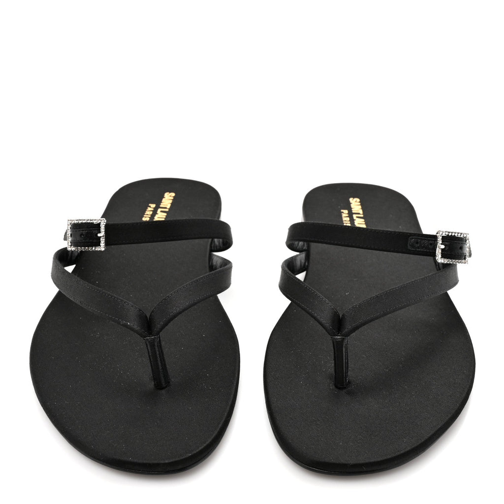 Crepe Satin Laszlo Sandals 39.5 Black