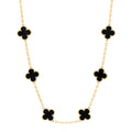 18K Yellow Gold Black Onyx 10 Motifs Vintage Alhambra Necklace