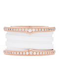 18K Rose Gold White Ceramic Diamond B.Zero1 Four-Band Ring 54 6.75