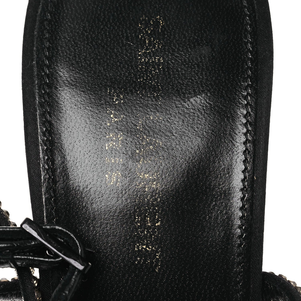Crepe Satin Strass Opyum 110 Sandals 39.5 Black