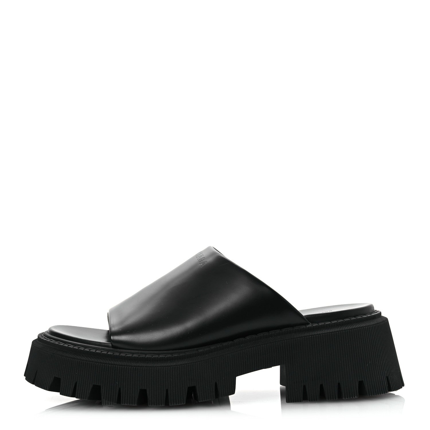 Jive Smooth Calfskin Logo Embossed Womens Tractor Platform 38 Black