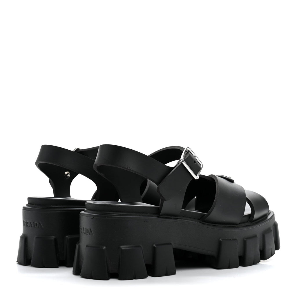 Foam Rubber Metal Triangle Logo Monolith 55mm Soft Cage Sandals 37 Black