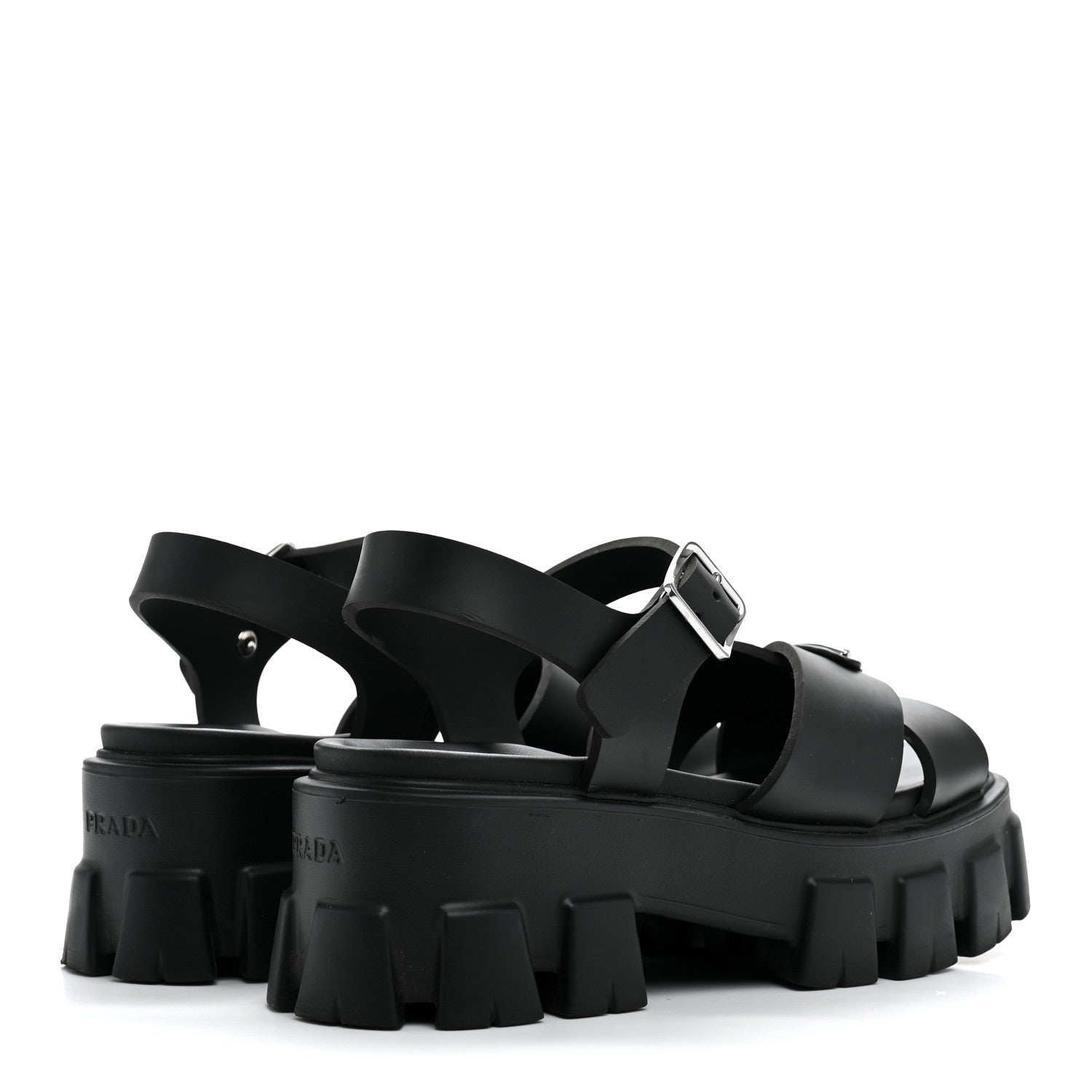 Foam Rubber Metal Triangle Logo Monolith 55mm Soft Cage Sandals 37 Black