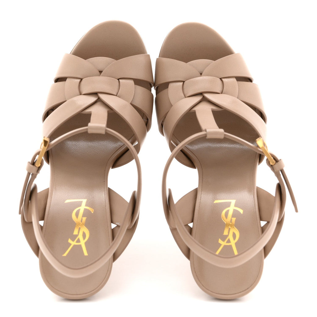 Calfskin Tribute 105 Platform Sandals 36.5 Dark Beige