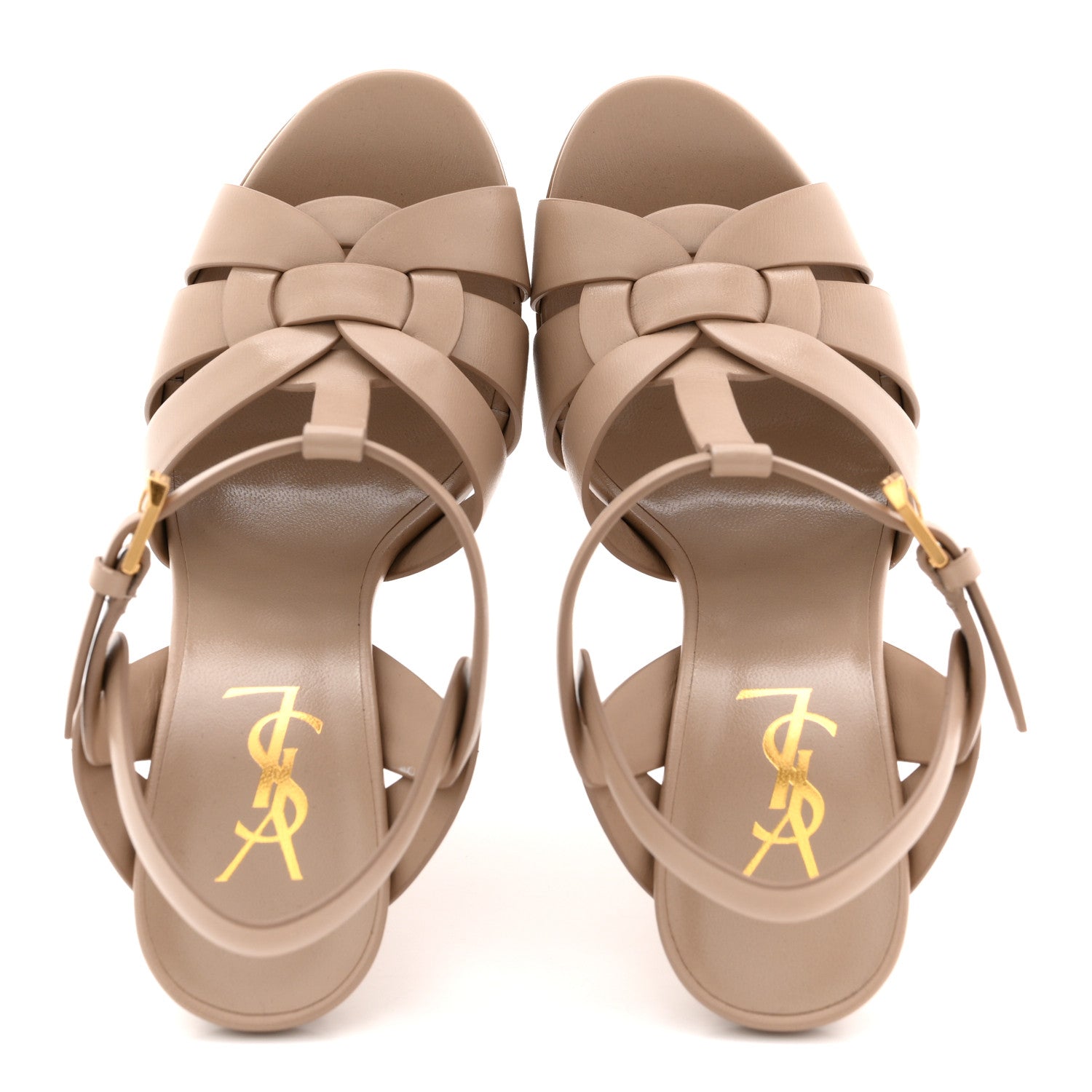 Calfskin Tribute 105 Platform Sandals 36.5 Dark Beige