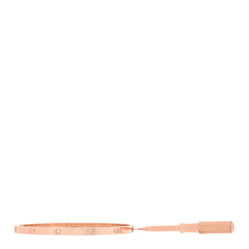 18K Pink Gold 6 Diamond Small LOVE Bracelet 17