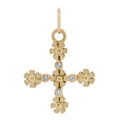 18K Yellow Gold Diamond Fiori Cross Pendant