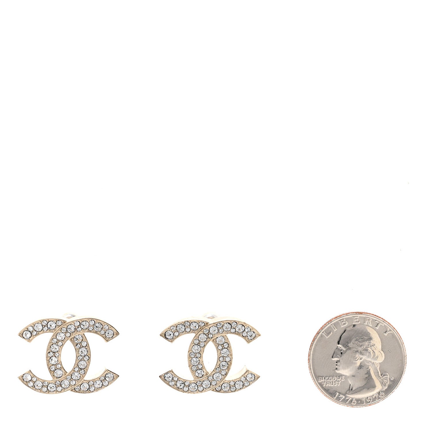 Crystal CC Large Stud Earrings Gold