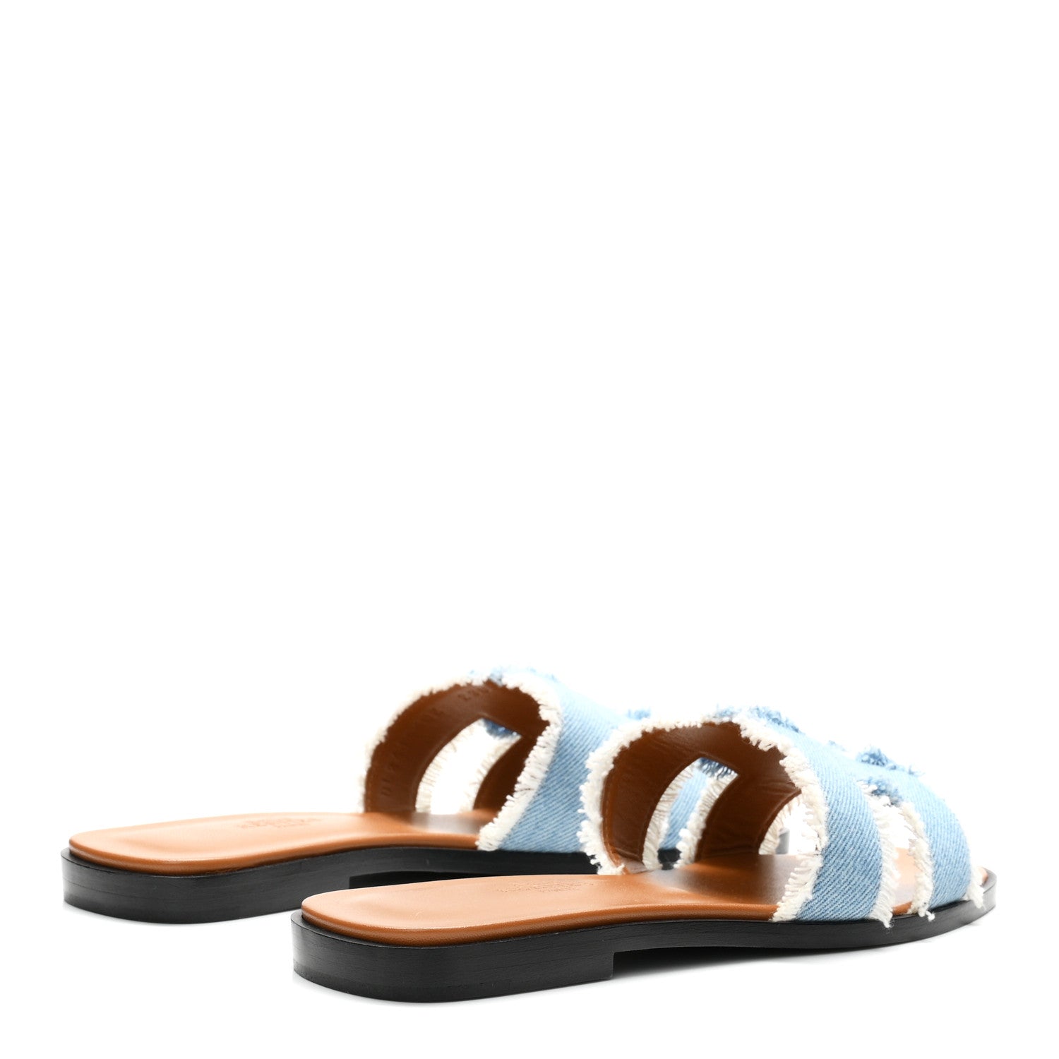 Denim Oran Fringe Sandals 36 Bleu Clair