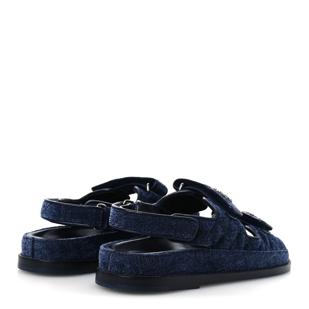 Velvet Velcro Dad Sandals 37.5 Blue