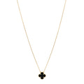 18K Yellow Gold Black Onyx Vintage Alhambra Pendant Necklace