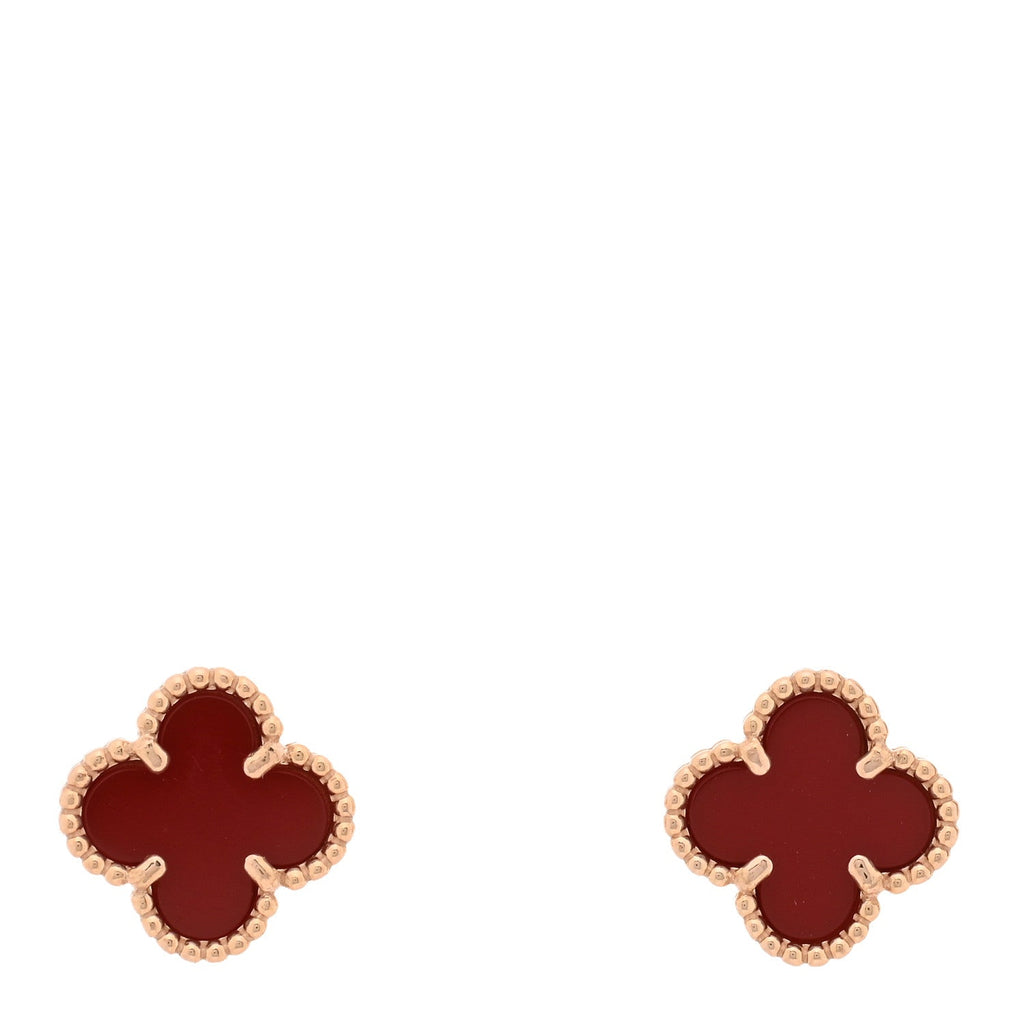 18K Rose Gold Carnelian Sweet Alhambra Earrings