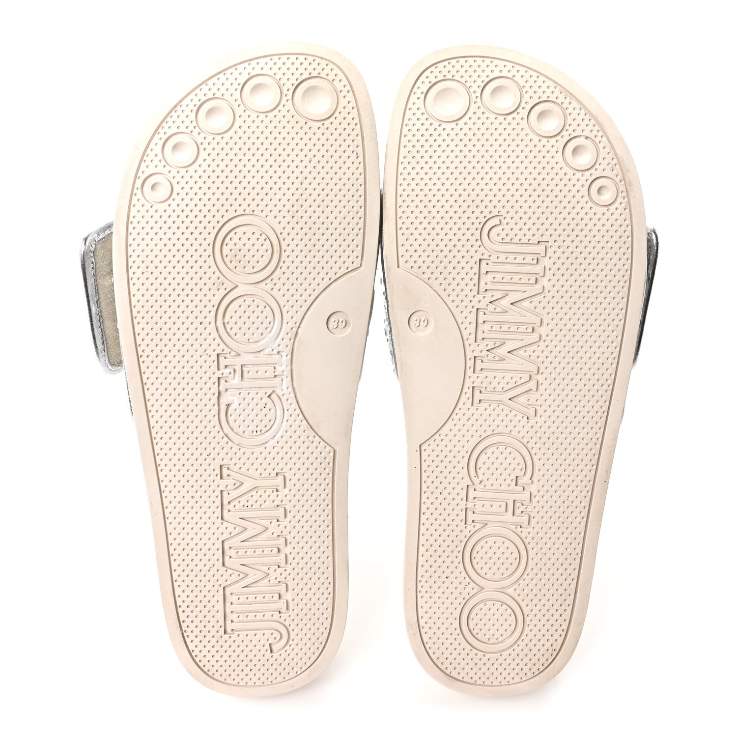 Satin Metallic Nappa Crystal Embellished Fitz Slide Sandals 39 Ivory