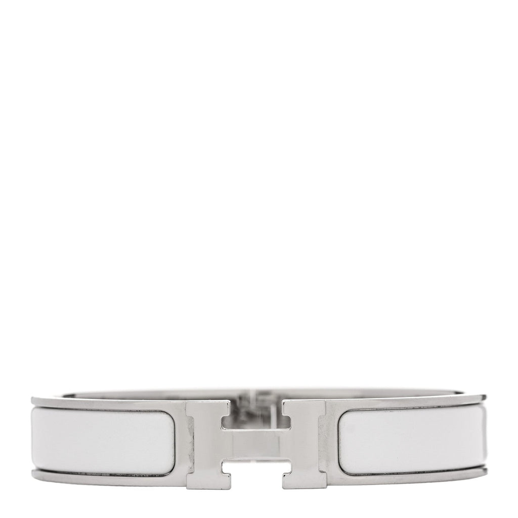 Enamel Narrow Clic Clac H Bracelet GM White