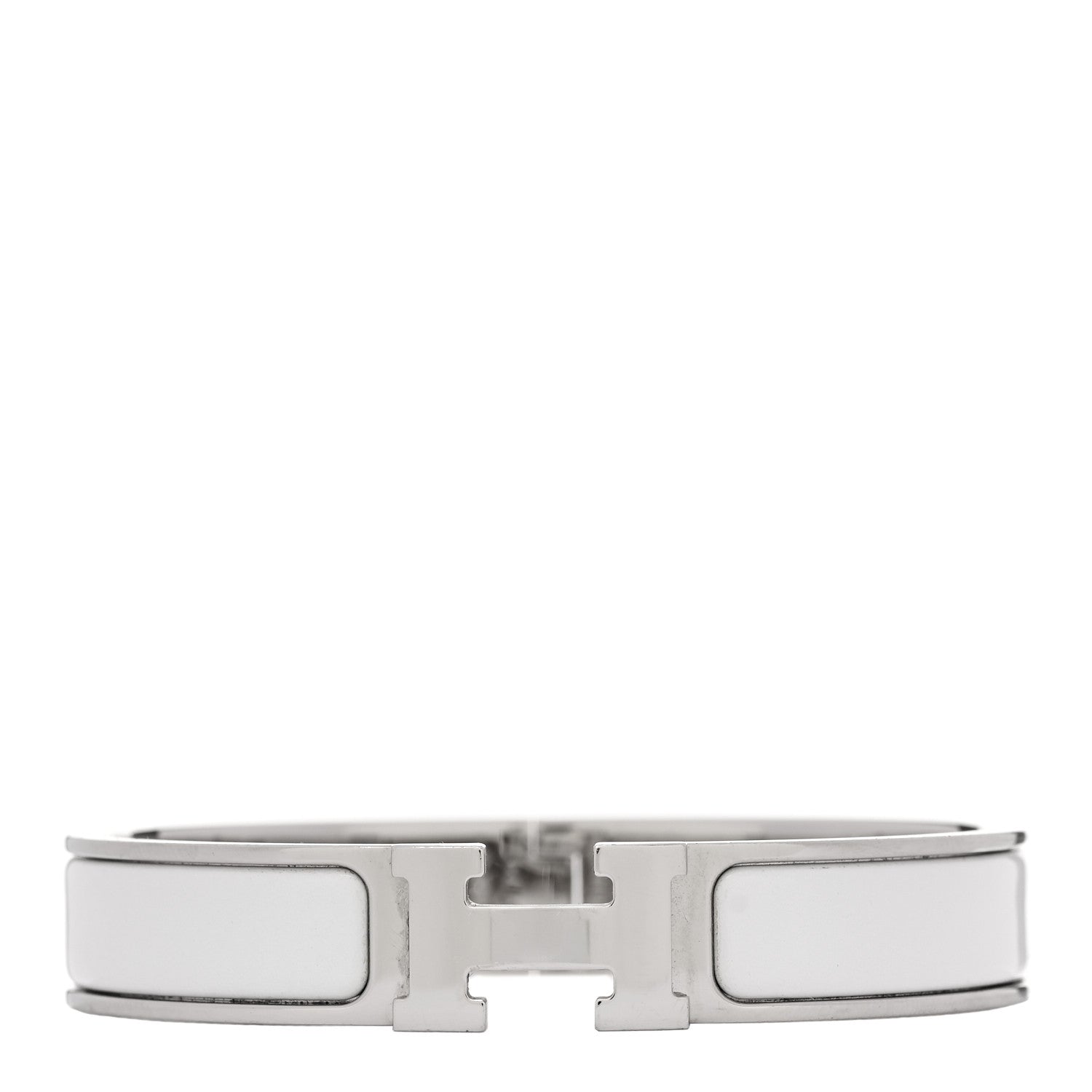 Enamel Narrow Clic Clac H Bracelet GM White