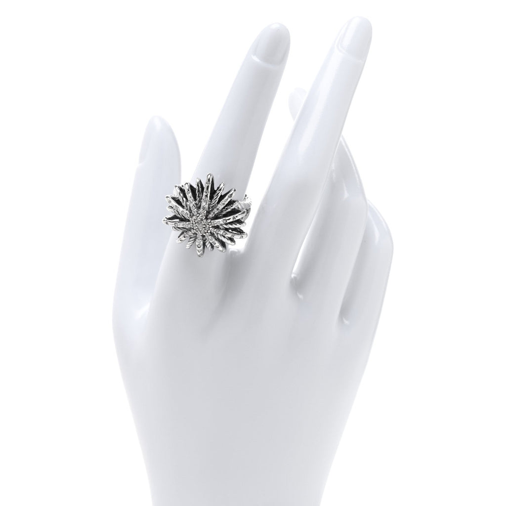 Sterling Silver Diamond 25mm Starburst Ring 57 8