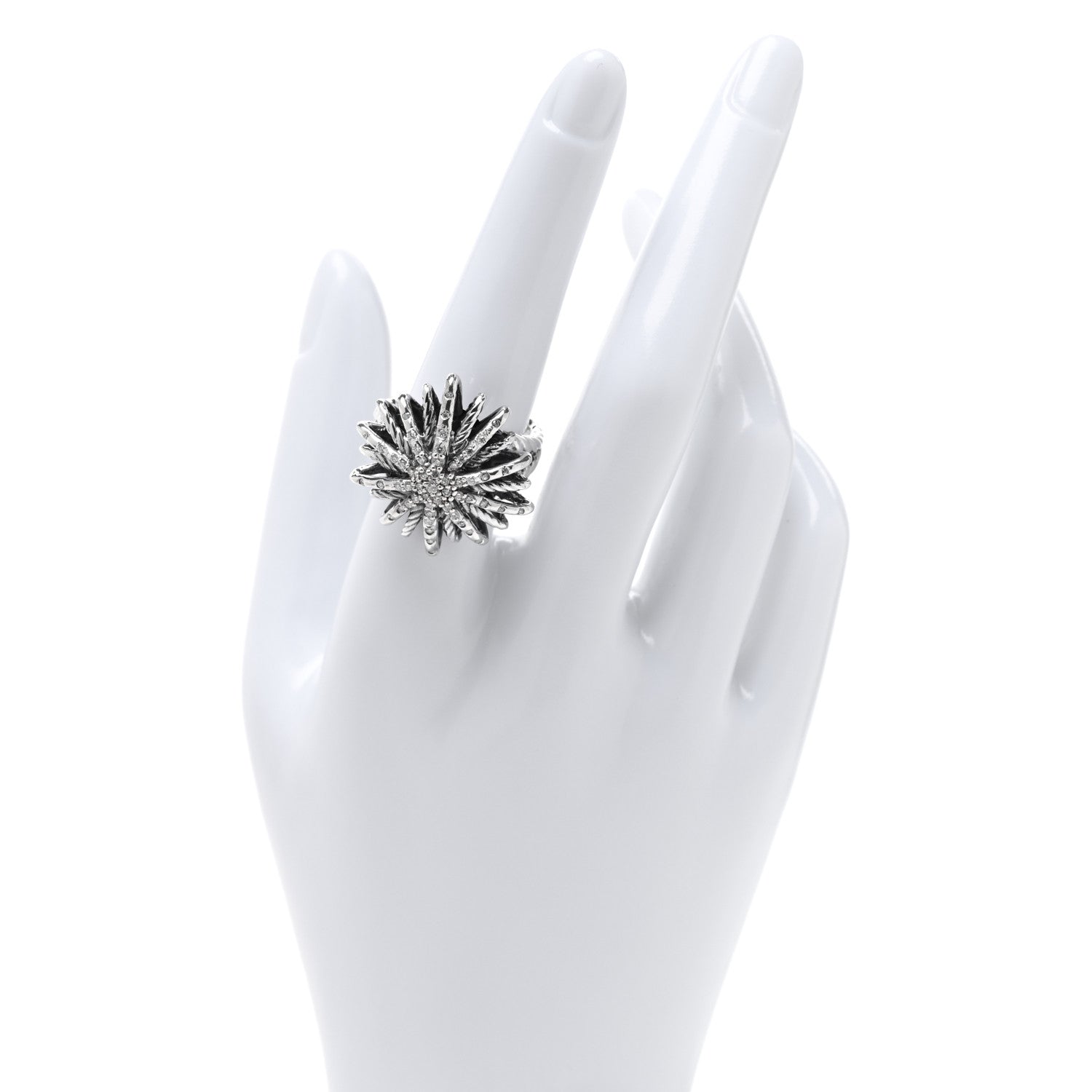 Sterling Silver Diamond 25mm Starburst Ring 57 8