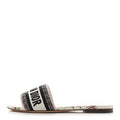 Canvas Millefiori Embroidered Dway Flat Slide Sandals 37 Nude White
