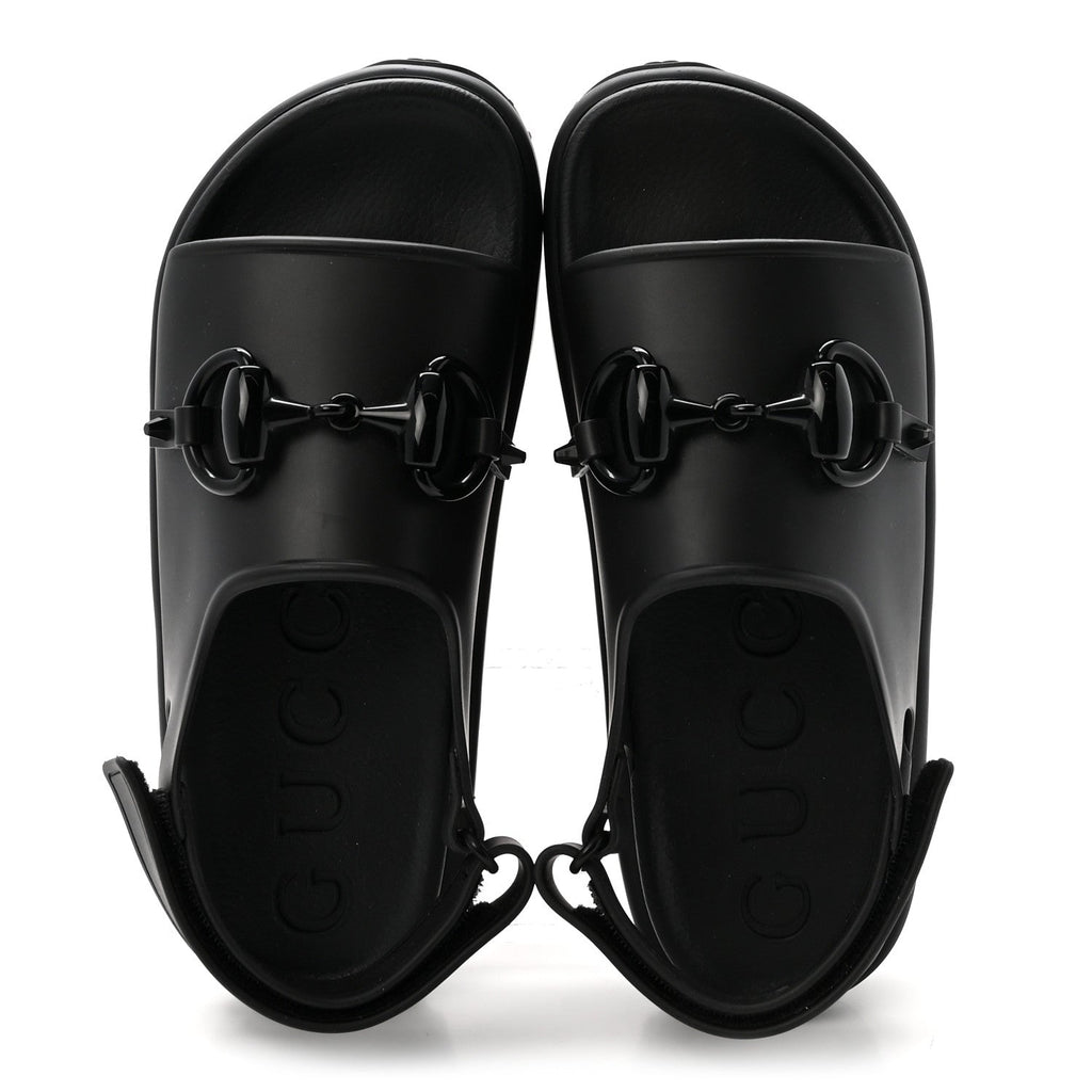 Soft Rubber Horsebit Touch Womens Strapped Sandals 38 Black