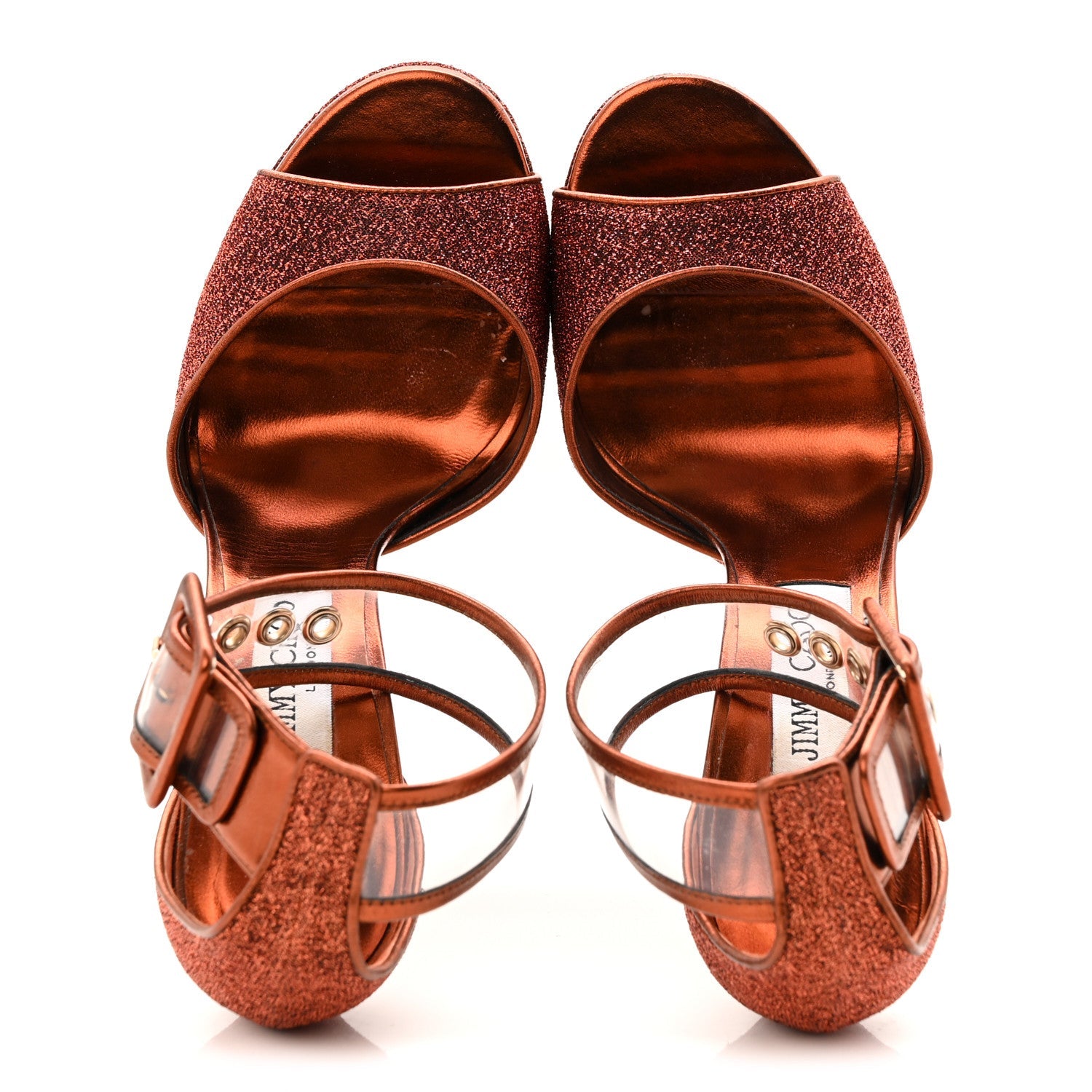 Metallic Lurex Perspex Mayner 130 Platform Sandals 38 Pop Orange Clear